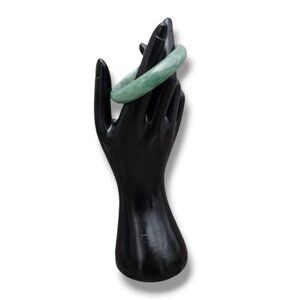 Fine Serpentine Natural Jade Smooth Ice Green Slip On Bangle Bracelet